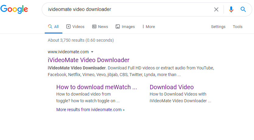 iVideoMate Video Downloader Google search